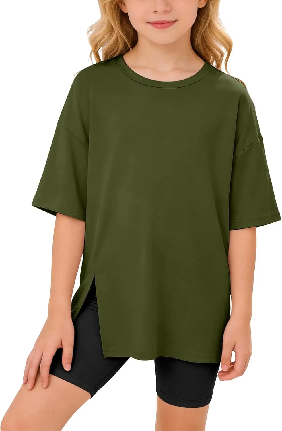 Футболка оверсайз с опущенным плечом, Army Green