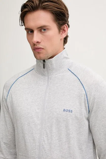Толстовка на молнии из мягкого хлопка Mix&Match Jacket Z BOSS, серый — фото 4