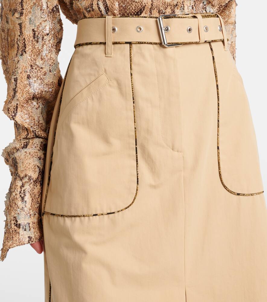 Юбка миди из хлопкового поплина с поясом Dries Van Noten, Beige — фото 4