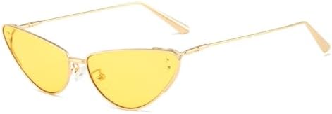 

2026 Металлические сексуальные солнцезащитные очки «кошачий глаз» для женщин, розовые солнцезащитные очки в маленькой оправе, черные солнцезащитные очки MTZJH, Gold Yellow