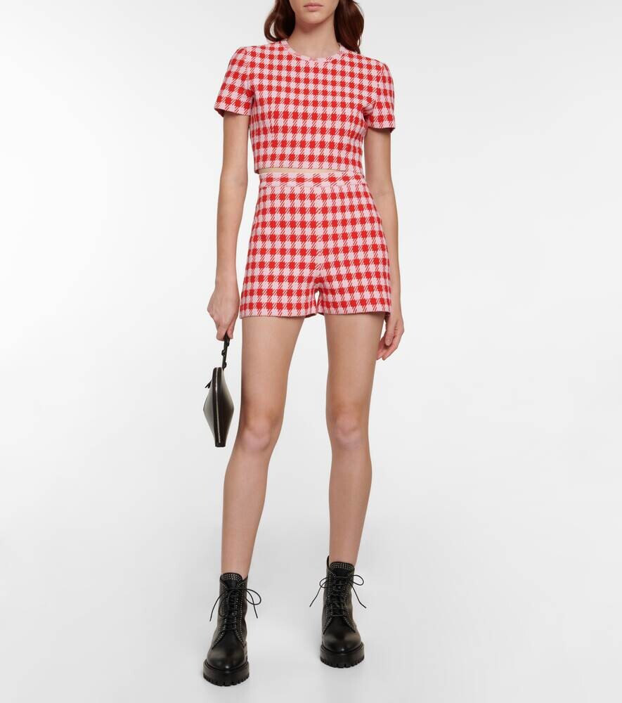 Укороченный топ в ломаную клетку ALAÏA, розовый — фото 2