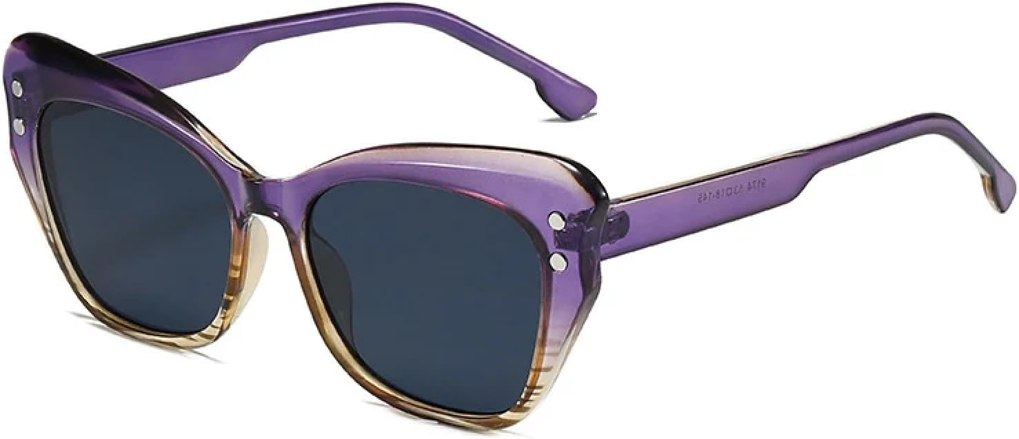 

Большие солнцезащитные очки «кошачий глаз» для женщин, модные, яркие, с защитой от УФ-излучения UV400, ретро, ​​для мужчин, трендовые, с заклепками HHZZYVY, Purple Grey