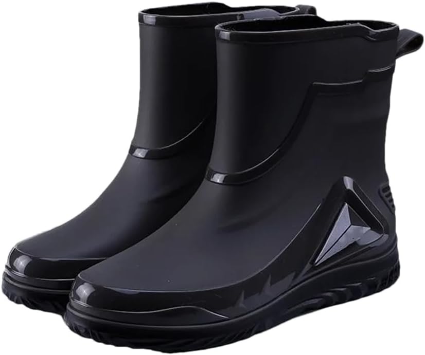 

Мужские водонепроницаемые резиновые сапоги Wjnvfioo с завязками, нескользящие, на плоской подошве, модные сапоги для дождливой погоды, 40 No Cotton