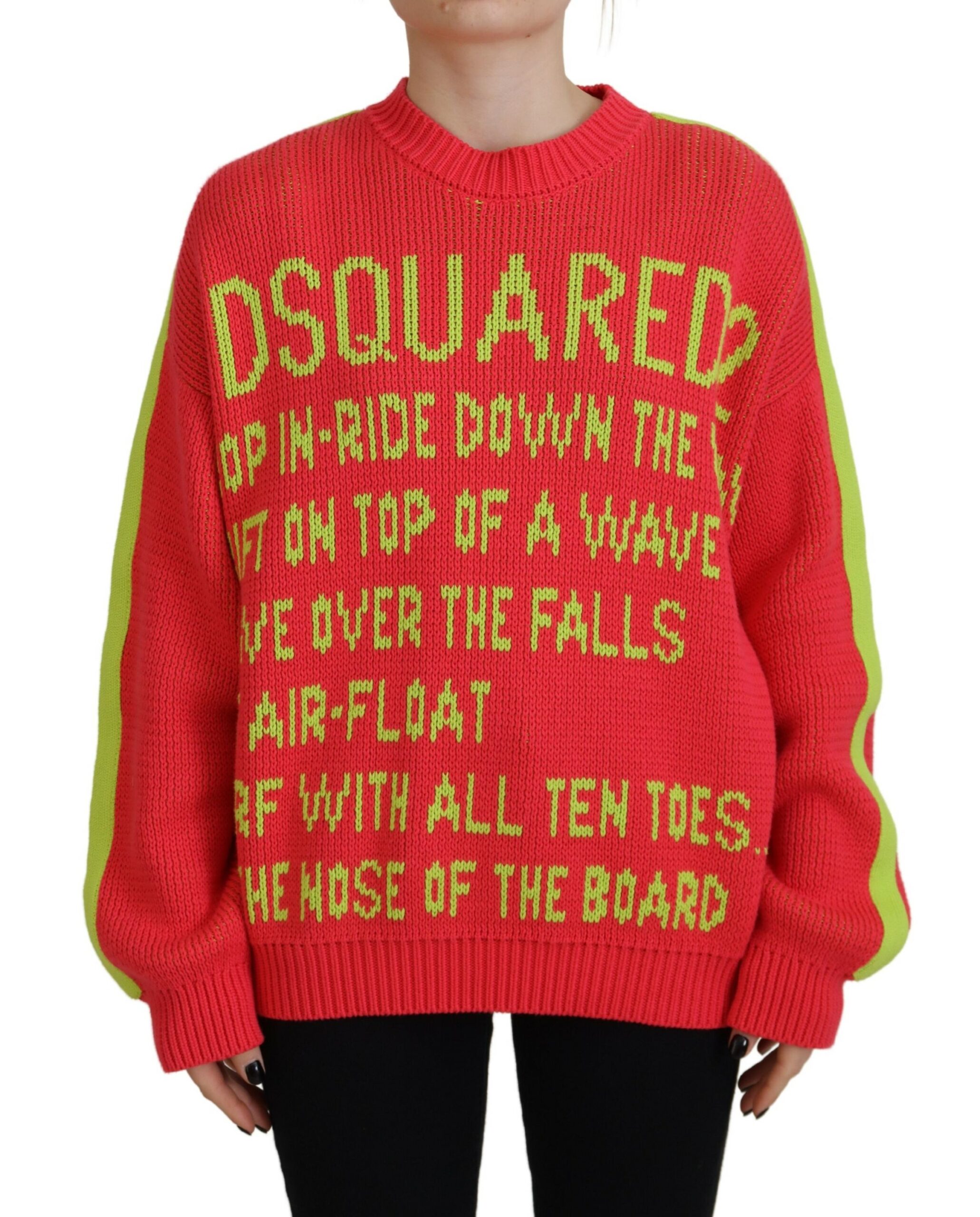 Многоцветный хлопковый трикотажный свитер с круглым вырезом Dsquared2