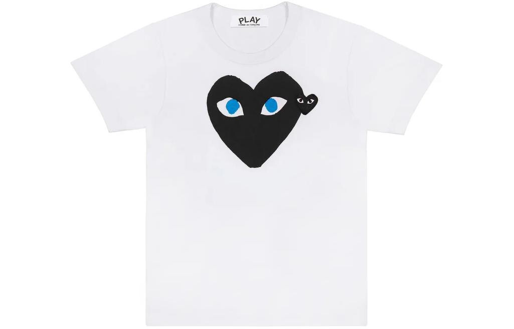 

Футболка Comme Des Garcons Play Black Heart Blue Eyes белая Cdg Play