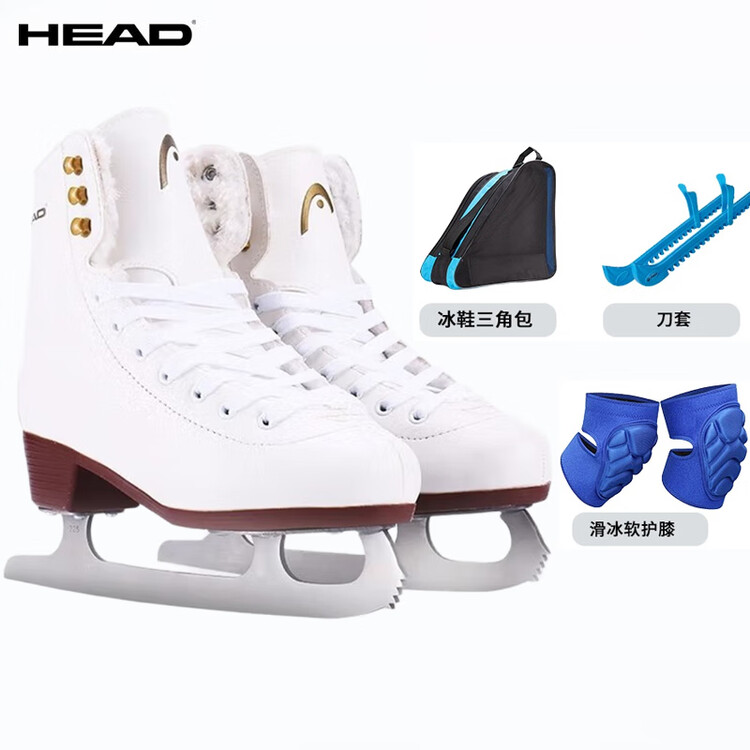 

HEAD Коньки для фигурного катания f200 white fleece-lined с предварительно заточенными лезвиями, набор для начинающих (коньки + чехлы + рюкзак + наколенники), blue style, размер 39