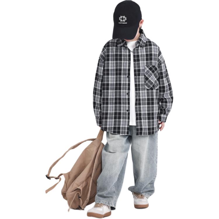 

Детская повседневная рубашка с лацканом Moderate EASTERN CAMEL, черный plaid