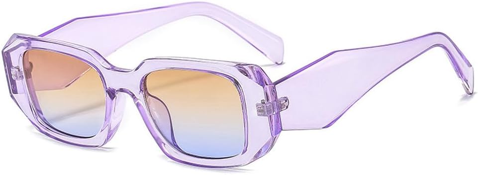 

Модные маленькие прямоугольные женские солнцезащитные очки в стиле ретро с широкими дужками, солнцезащитные очки UV400 для мужчин, квадратные фиолетовые солнцезащитные очки HYYZZC, Purple Tea Blue