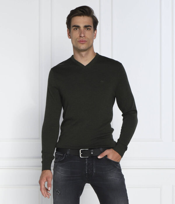 Свитер шерстяной Calvin Klein Superior Slim Fit, зеленый — фото 3