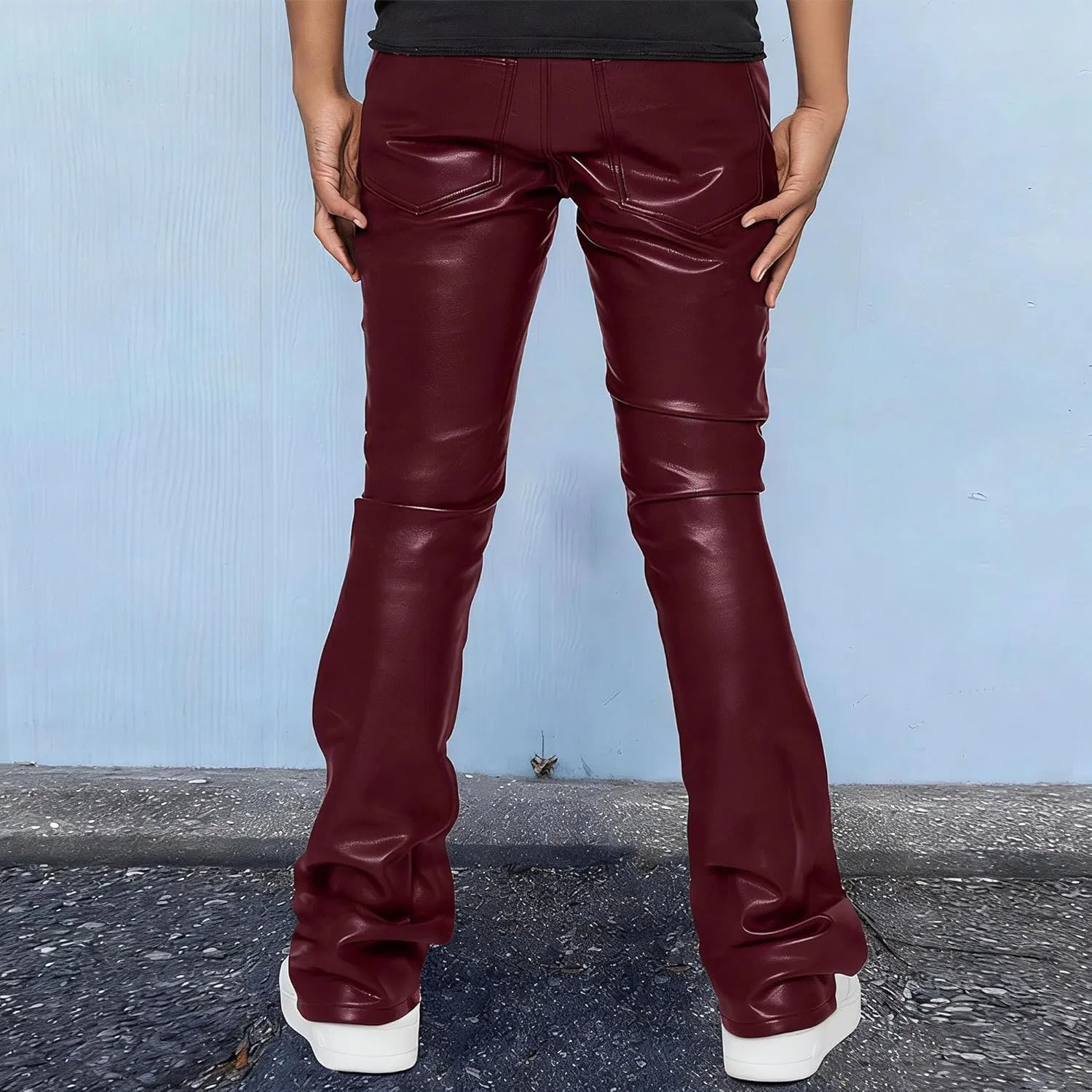 Джинсы клеш Leather Bootcut, красный — фото 2
