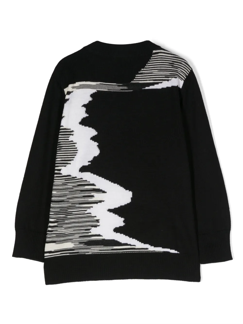 Шерстяной джемпер вязки интарсия Missoni Kids, черный — фото 2