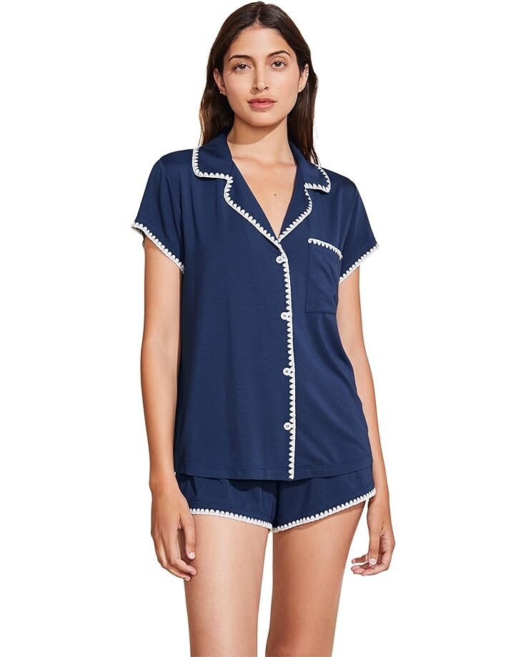 

Пижама Eberjey Frida Shortie, цвет Navy/Ivory
