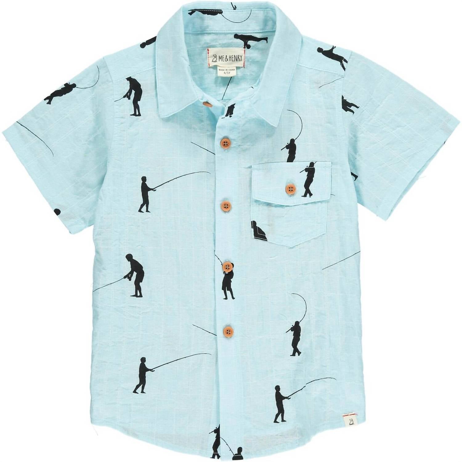 

Рубашка на пуговицах Aloha Woven Boys Fisherman в синем цвете ME & HENRY