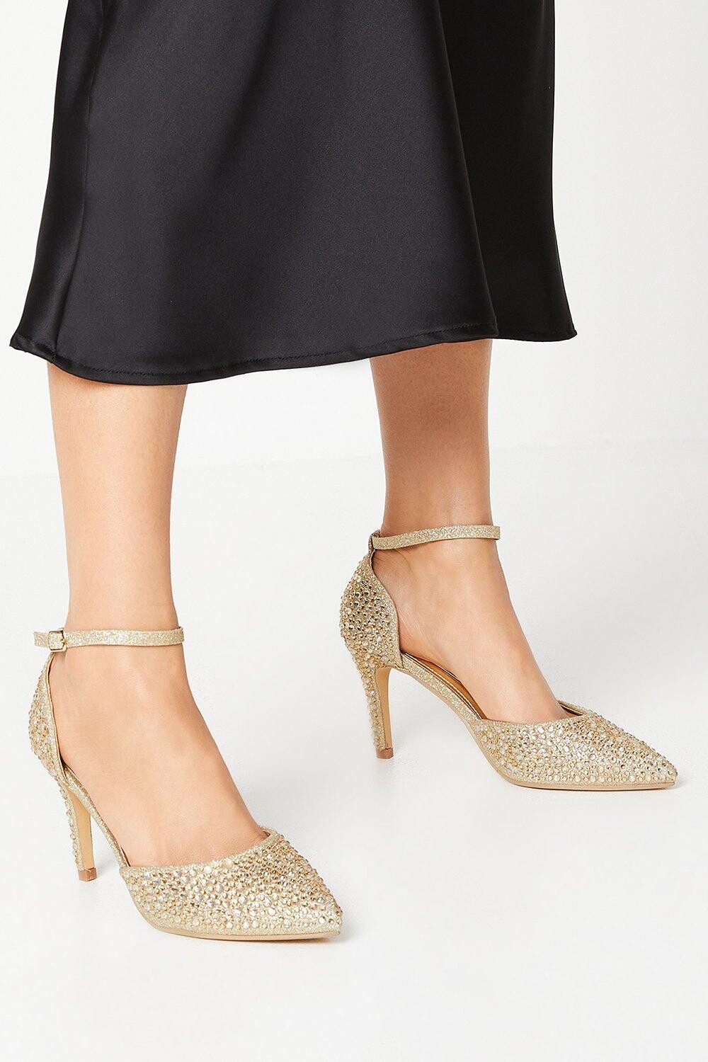 

Блестящие туфли-лодочки на высоком каблуке-шпильке Sarina Diamante с блестками Coast, золото