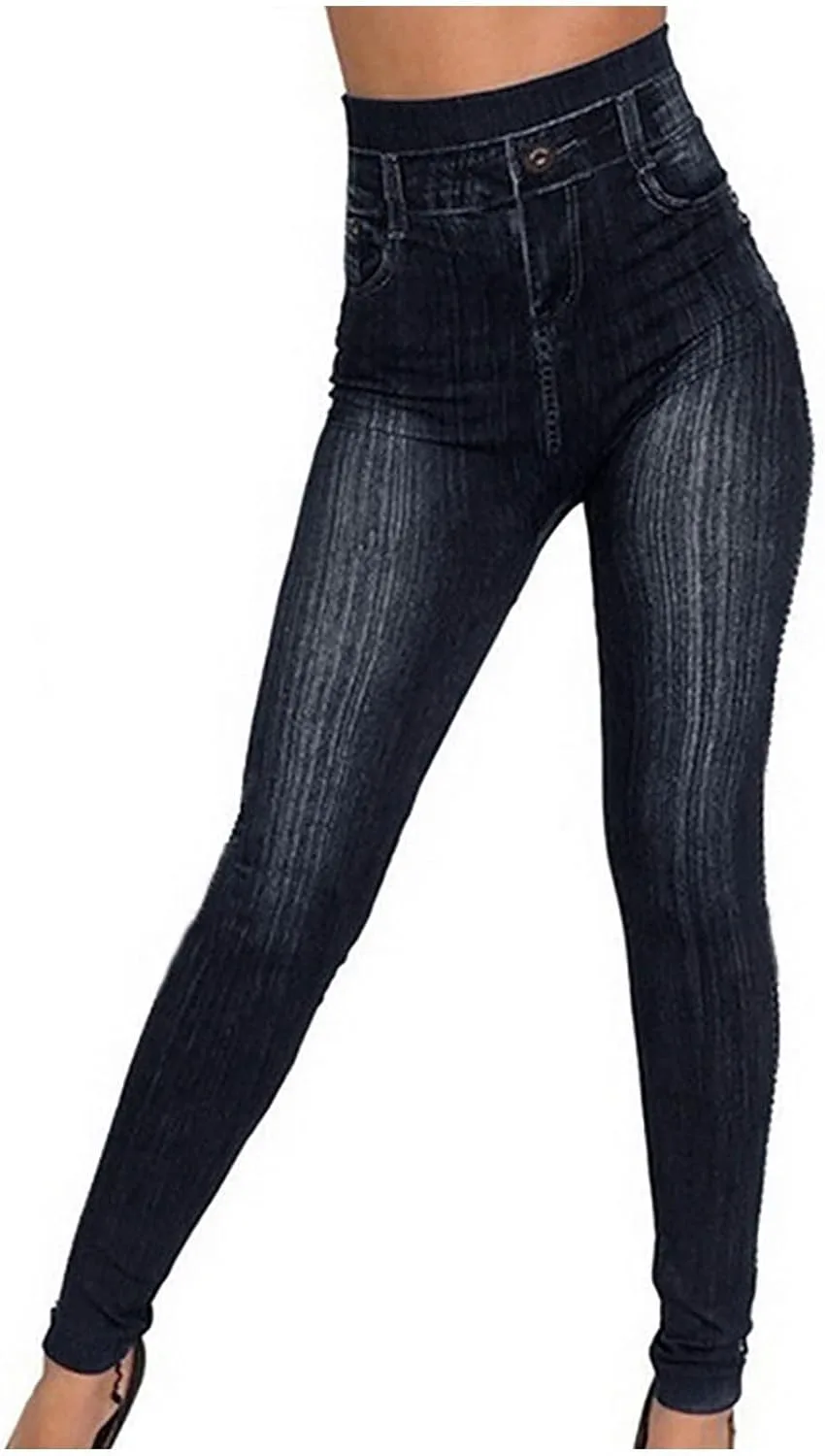 

Женские стрейч-легинсы с высокой талией в стиле деним