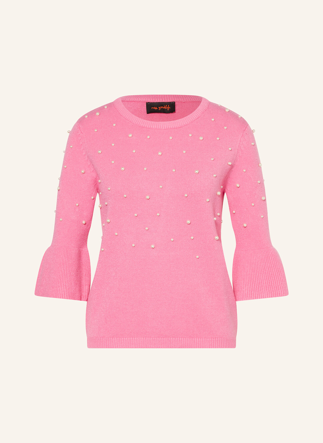 

Свитер с рукавами 3/4 и декоративными бусинами miss goodlife, розовый/белый