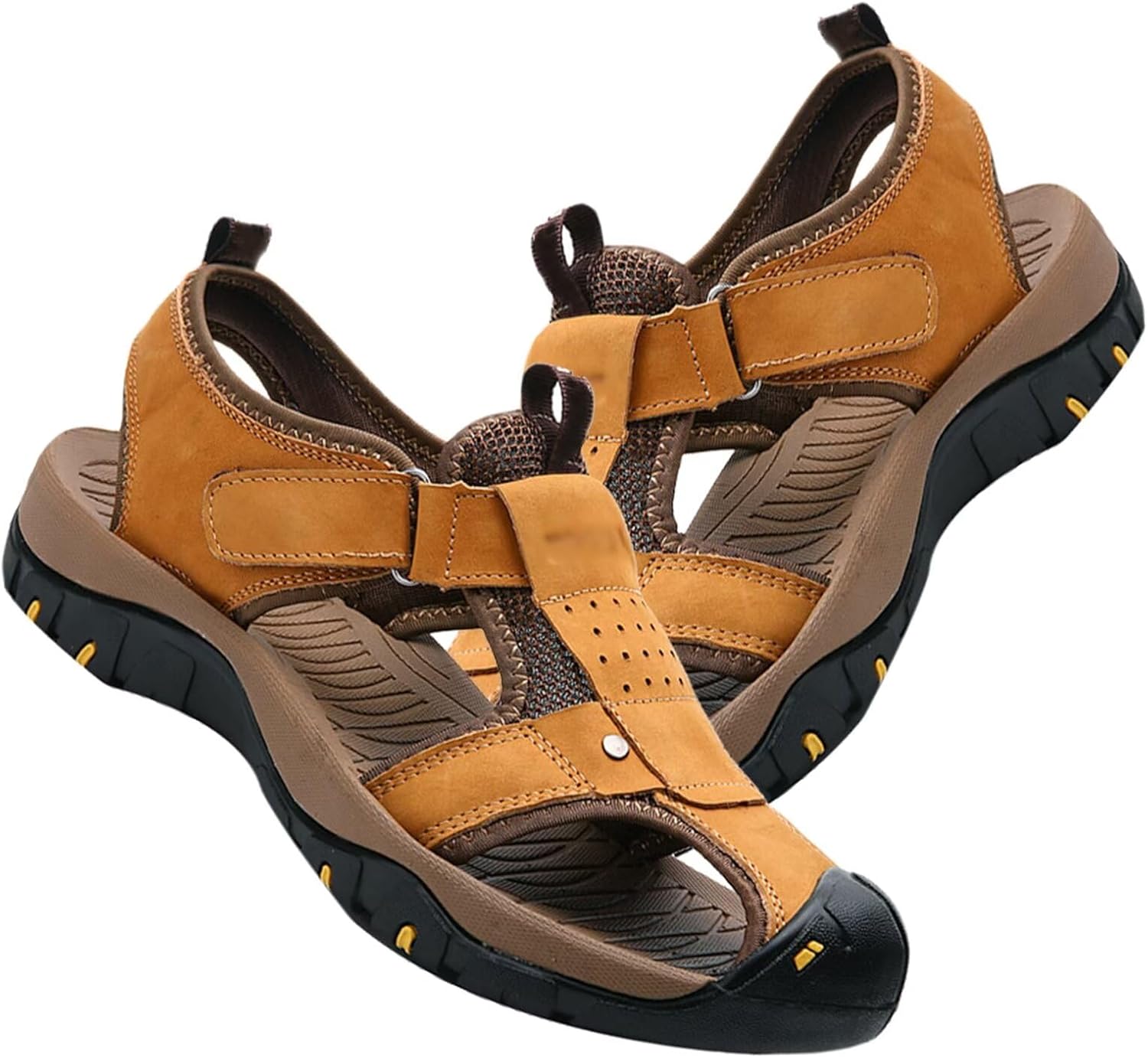 

Мужские спортивные сандалии из кожи для активного отдыха, походные сандалии с закрытым носком, повседневные прогулочные сандалии, летние пляжные и водные туфли Hnvavq, A