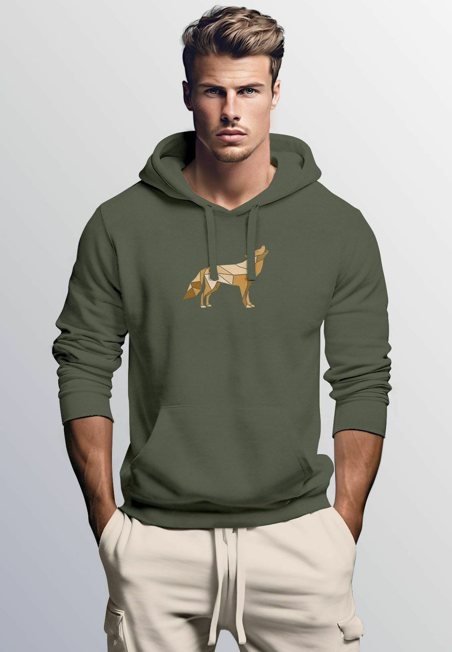

Худи Neverless AUFDRUCK POLYGON WOLF GEOMETRIE MOTIV FASHION STREETSTYLE, Oliv/Green