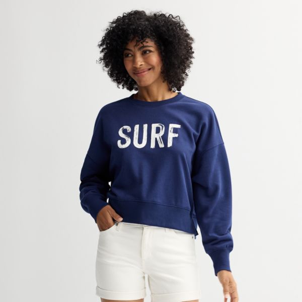 

Женская свободная толстовка с круглым вырезом и принтом Sonoma Goods For Life, цвет navy surf graphic