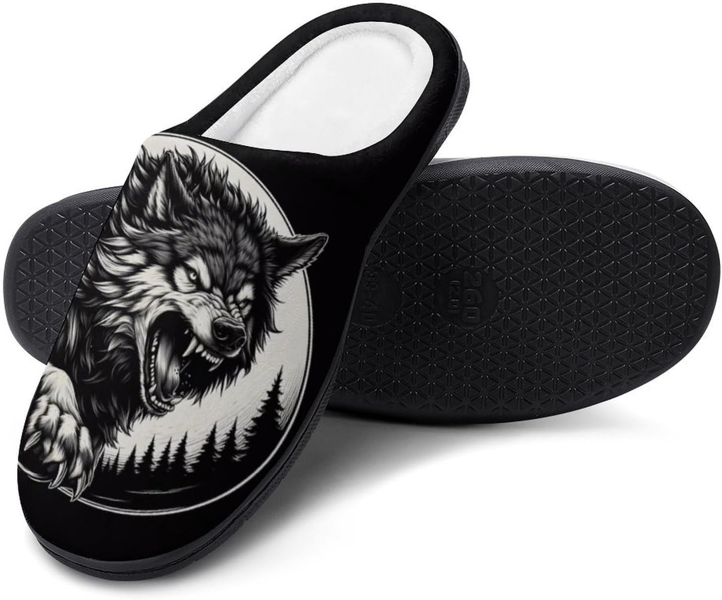

Мужские тапочки викингов, винтажные тапочки с изображением Фенрира и компаса, зимние домашние тапочки для спальни, для дома и улицы Yxhzyhy, Viking Wolve
