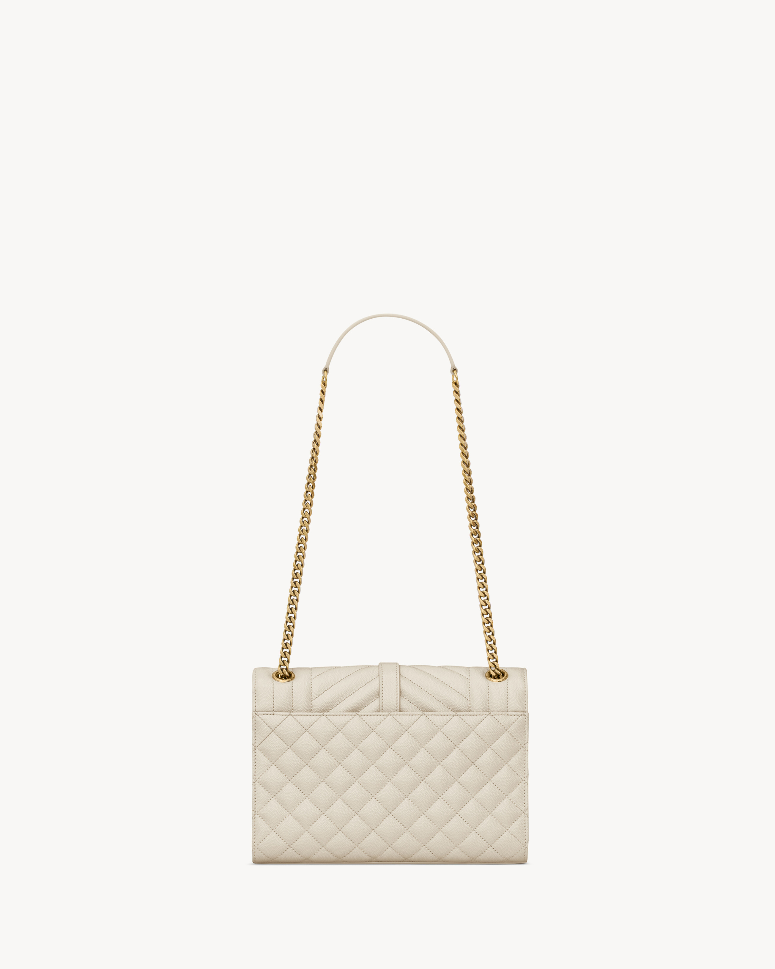 Сумка Envelope Medium из стеганой тисненой кожи Grain de Poudre Saint Laurent, белый — фото 3