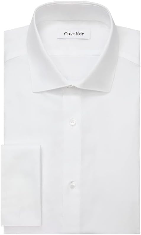 Мужская рубашка Calvin Klein Slim Fit Non Iron Solid French Cuff с манжетами - эксклюзивно на Amazon, White — фото 3