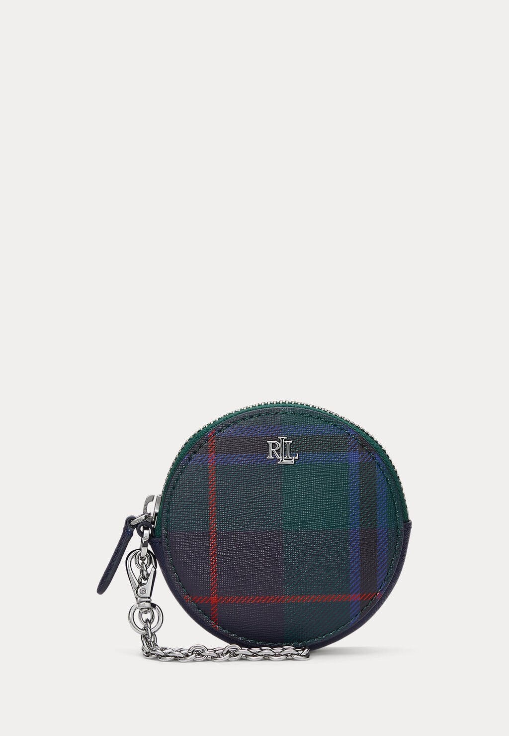 

Кошелек PLAID LEATHER SMALL ROUND POUCH Lauren Ralph Lauren, темно-синий