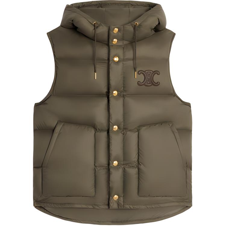 

CELINE Безрукавная пуховая куртка из легкого нейлона, Light Khaki