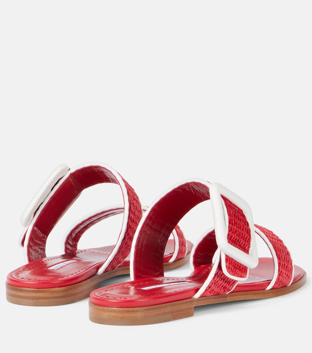 Сандалии из рафии с кожаной отделкой Tituba Manolo Blahnik, 6214 Bred/1012 Whit — фото 2