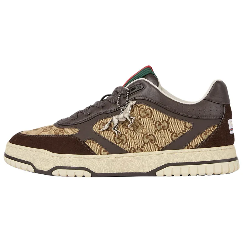 GUCCI Кроссовки для скейтбординга низкие из кожи и замши мужские бежево-коричневые