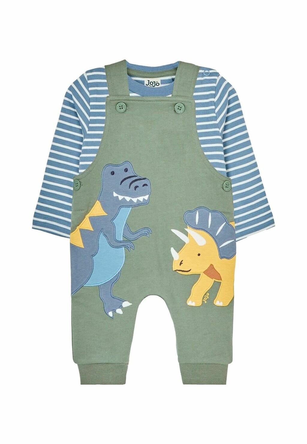 

Комплект боди и комбинезон DINOSAUR APPLIQUE SET REGULAR FIT JoJo Maman Bébé, зеленый/голубой