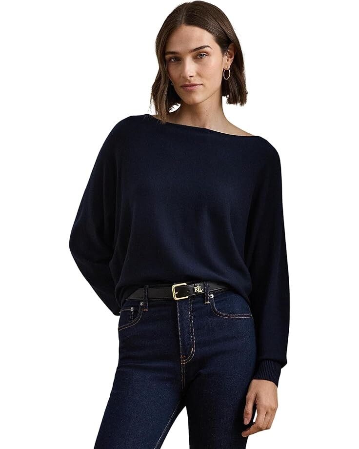 

Свитер Lauren Ralph Lauren Cotton-Blend Dolman-Sleeve Sweater, цвет Lauren Navy