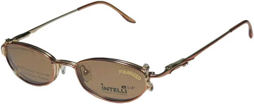 

Накладные линзы для солнцезащитных очков Intelli Clip 750 для женщин/девушек, со стразами, гибкие шарниры, оправа для очков/очки Elite Eyewear, Tan / Gold