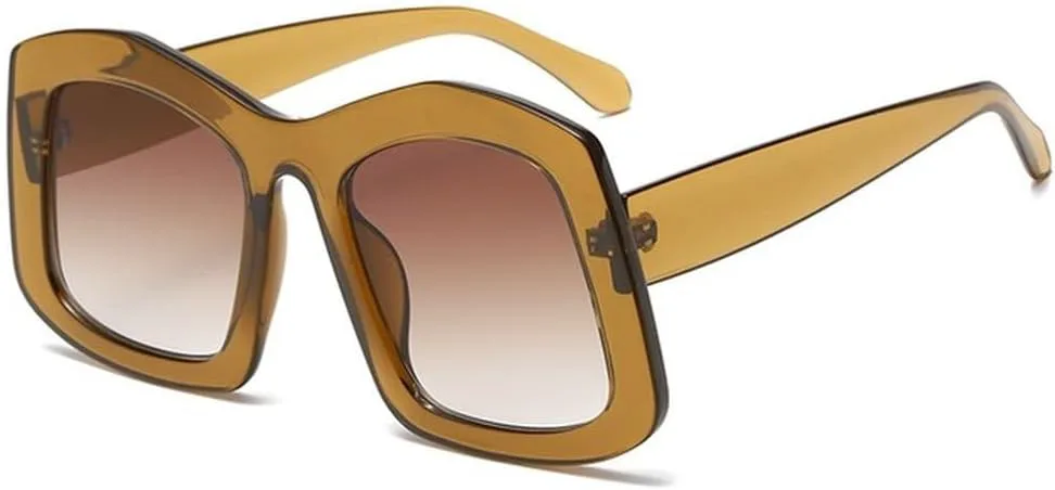 

Большие солнцезащитные очки для женщин, модные винтажные очки в крупной оправе, мужские солнцезащитные очки с защитой от УФ-излучения UV400 TVTBBVV, Brown