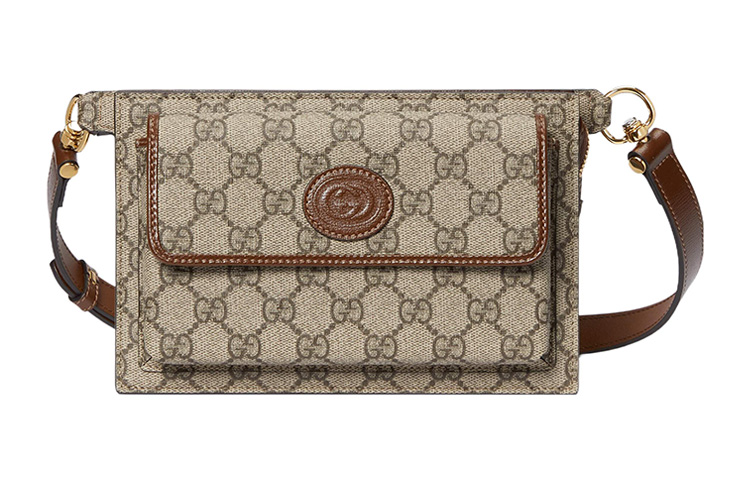 

Gucci Поясная сумка Horsebit 1955 из парусины с кожаной отделкой, стандартный размер, мужская, бежево-черная