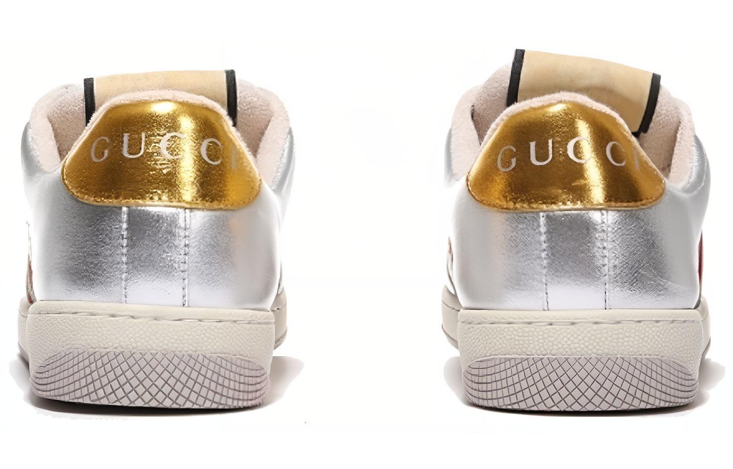 Скринер Дасти Шуз низкие скейтерские туфли женские серебристые GUCCI — фото 4