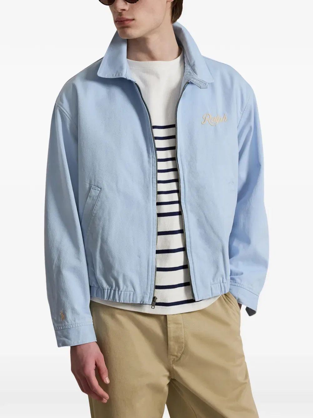 Ветровка на молнии с вышитыми деталями Polo Ralph Lauren, синий — фото 3