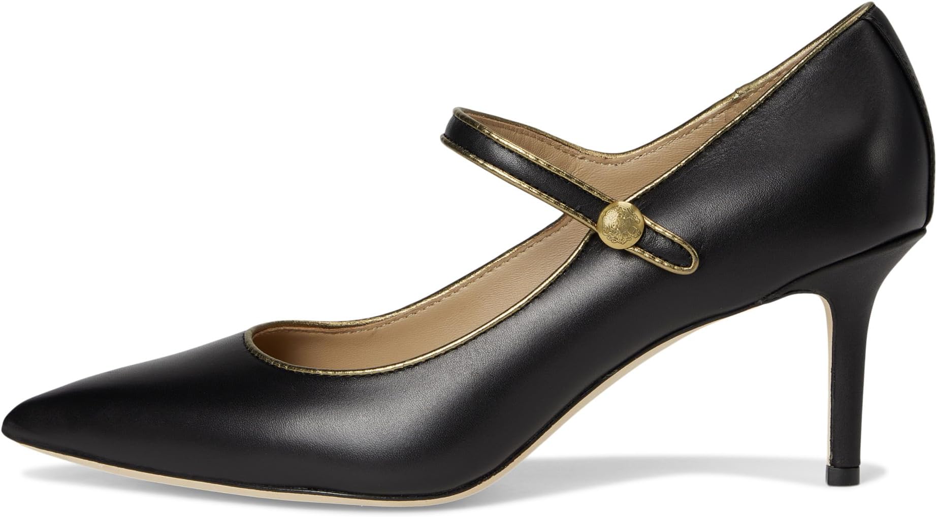 Туфли Lauren Ralph Lauren Women's Lanette Metallic-Trim Mary Jane Pumps, Black/Antique Gold — фото 4