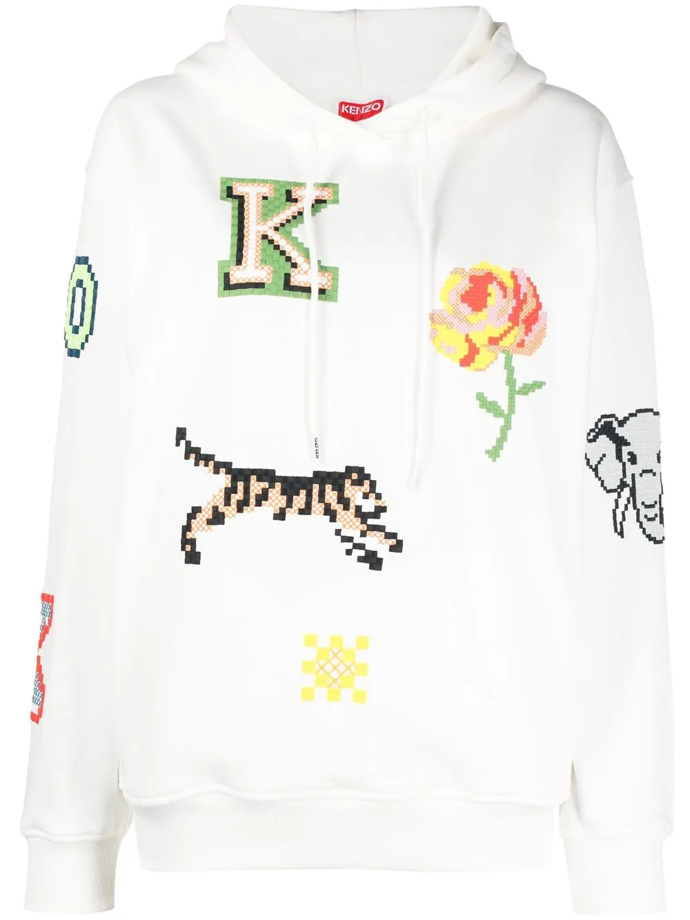 

Толстовка с графическим принтом и завязками KENZO, белый