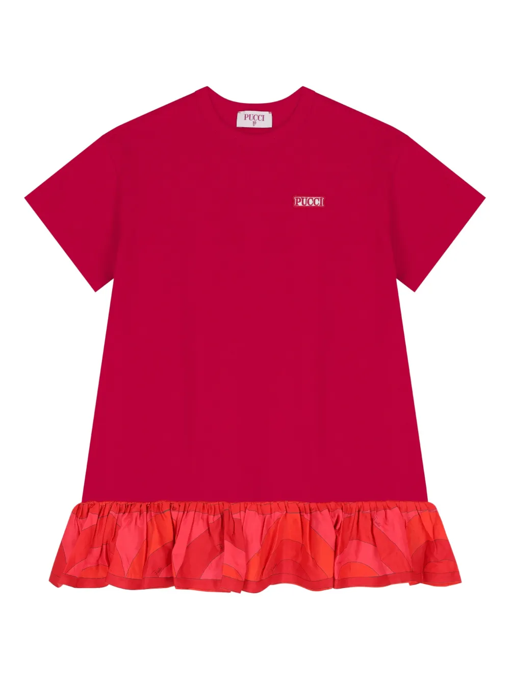 

Платье с оборками и нашивкой-логотипом PUCCI Junior, красный
