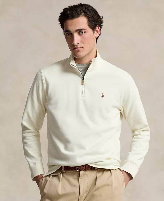 

Мужской хлопковый свитер Estate-Rib с застежкой-молнией на четверть длины Polo Ralph Lauren, белый