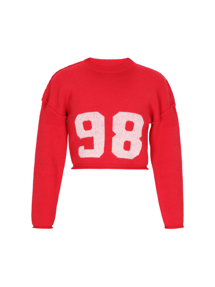 

Женский свитер красного и белого цвета myMo