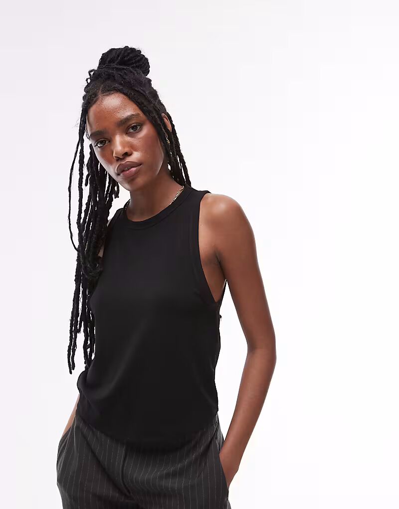 

Мягкая свободная майка Topshop черного цвета