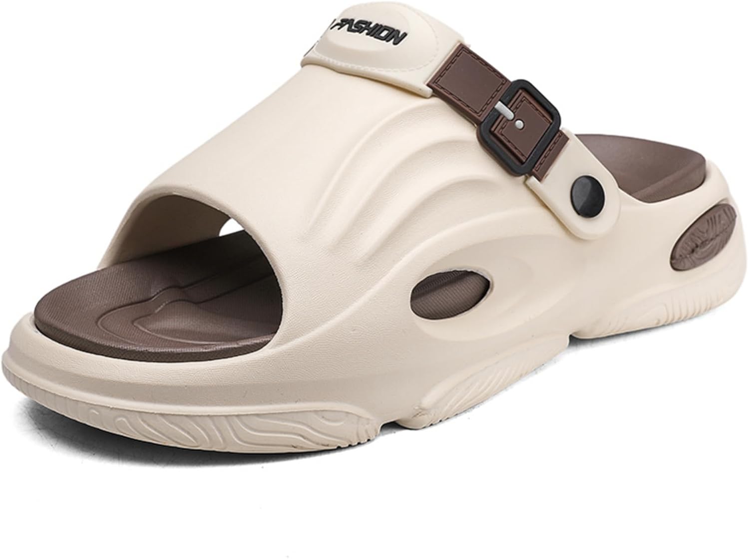 

Модные и удобные мужские шлепанцы с открытым носком, изготовленные из легкого и мягкого материала EVA, уютные тапочки, пляжные сандалии для прогулок и домашнего использования Khwfjas, хаки