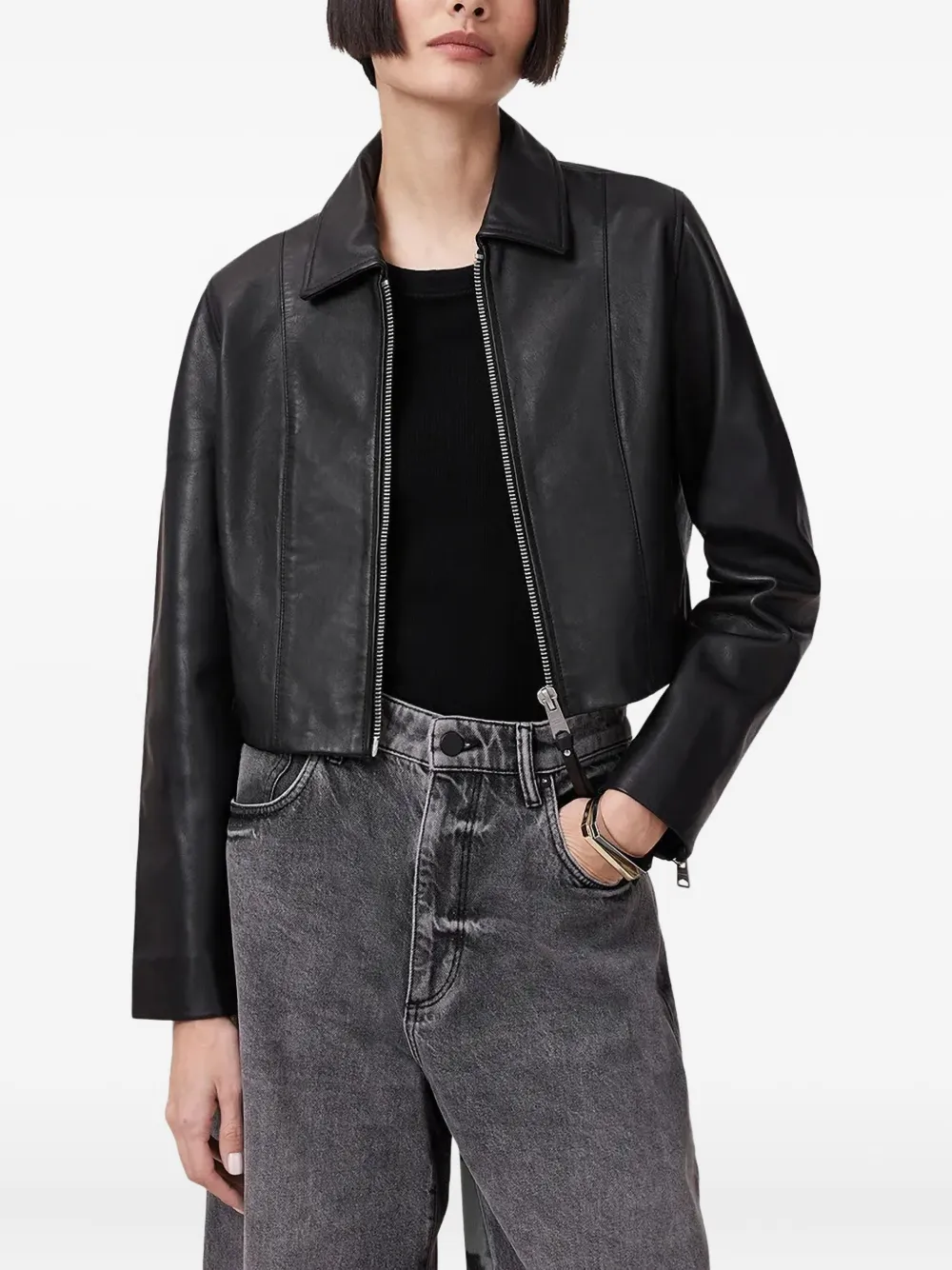 

Укороченная куртка AllSaints, черный