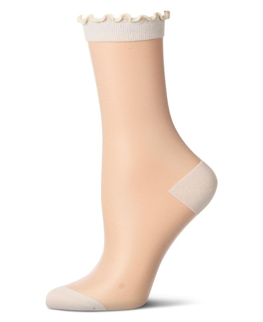 

Женские шелковистые прозрачные носки с волнистым краем MeMoi, Ivory