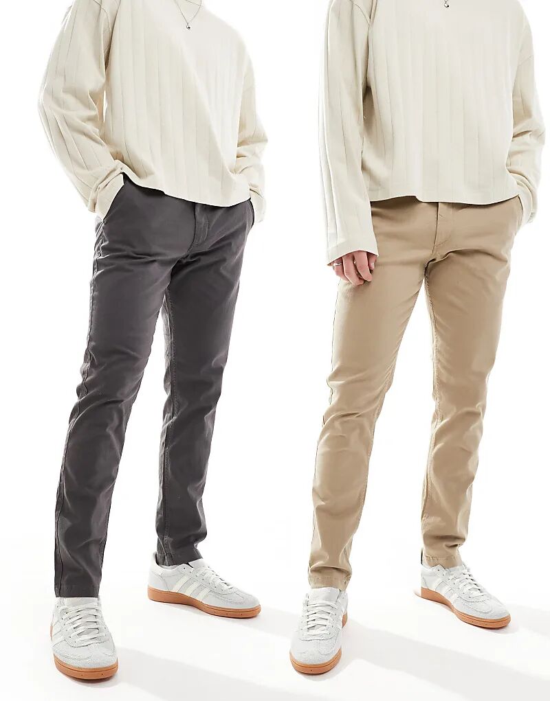 

Комплект из 2 брюк чинос Jack & Jones бежевого и темно-серого цветов