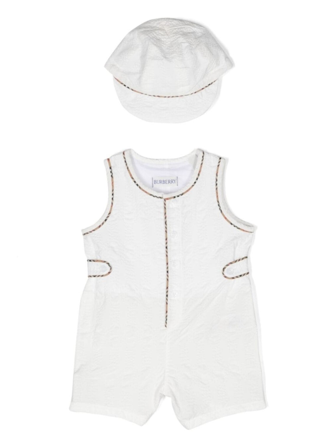 

Burberry Kids ромпер с контрастной отделкой, белый