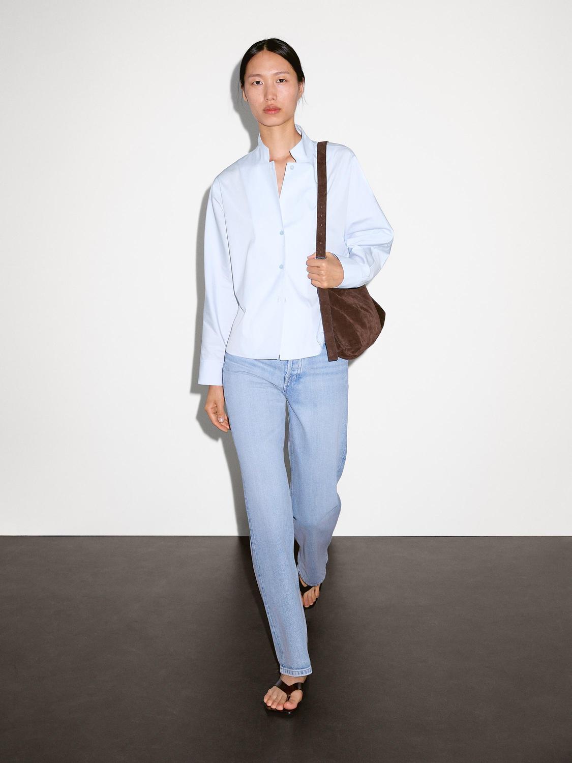 

Рубашка из 100% хлопкового поплина Massimo Dutti, Sky Blue