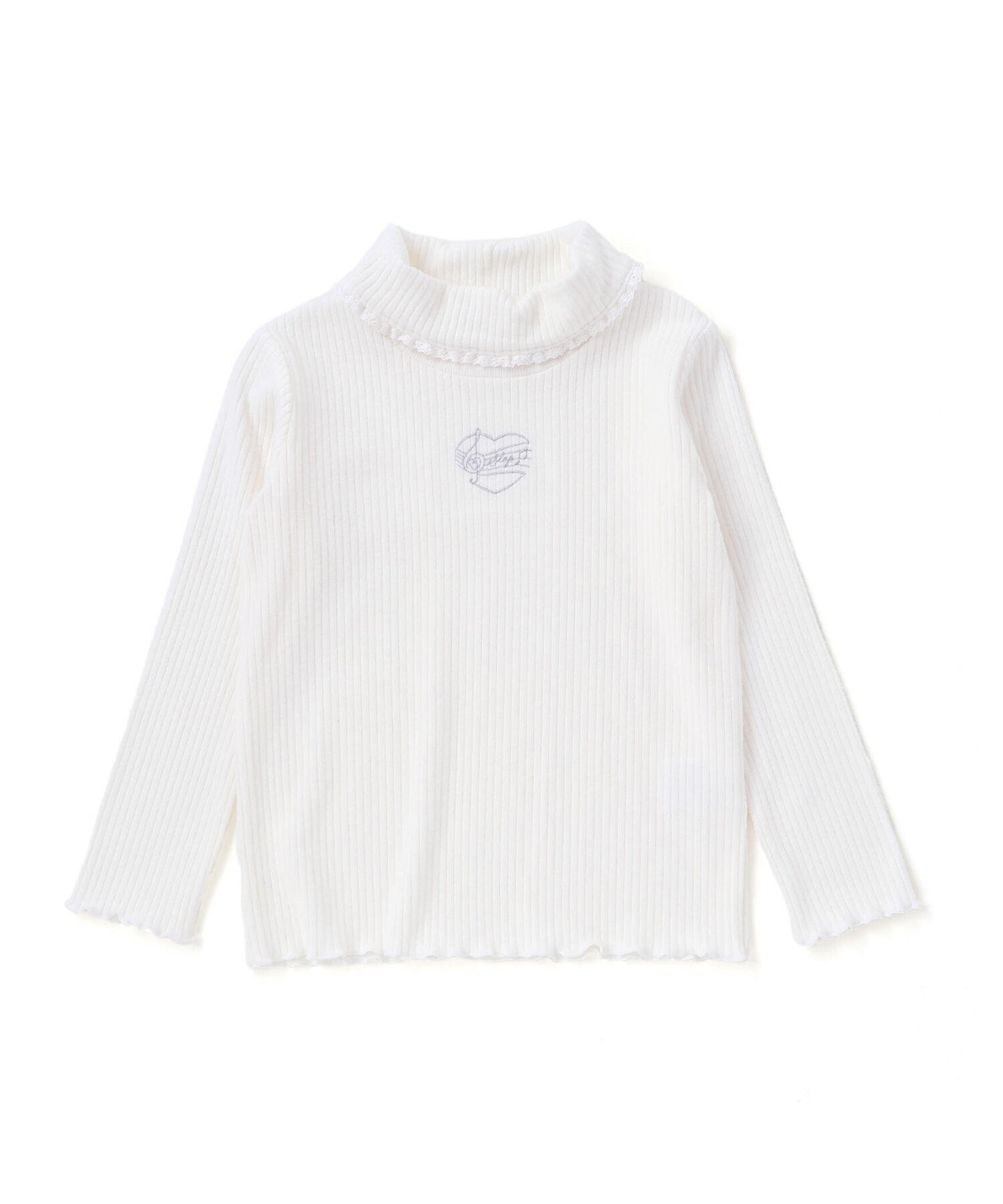 Кружевной топ с высоким воротником и вышивкой в виде сердечек (80–130 см) SLAP SLIP, White